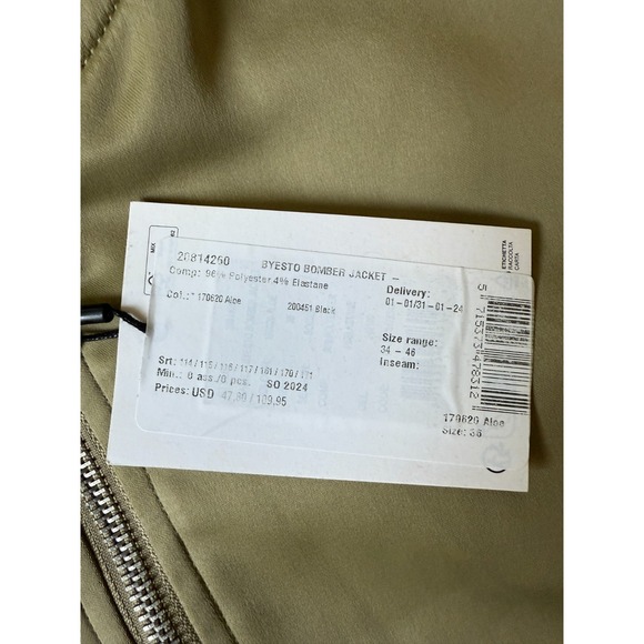 B.young Satin Bomber Jacket Womens 36 Olive Green Full Zip Pockets Lightweight - Picture 13 of 13